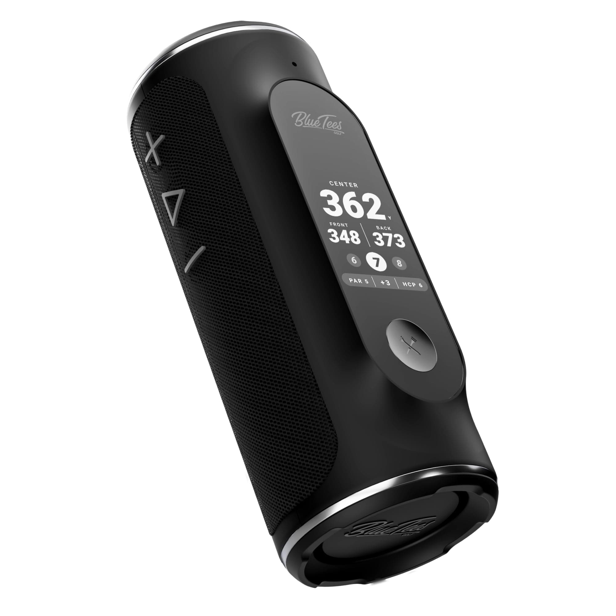 Blue Tees Golf Player+ AI-Powered GPS Speaker - Touchscreen Display, 10+ Hour Battery, 40,000+ Courses, Visual & Audible Distances, Hazard Detection, IPX7 Waterproof (Black)