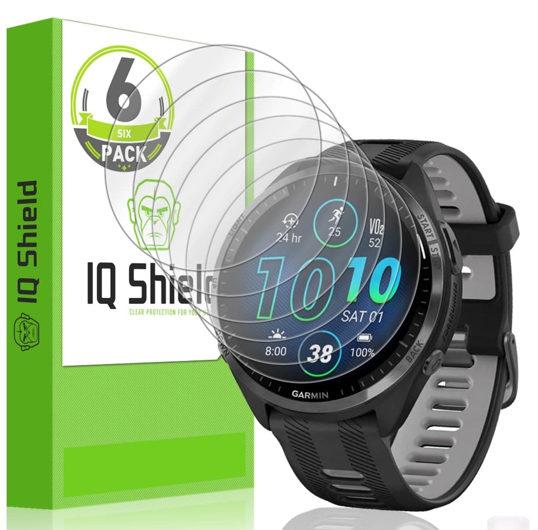 IQShield Screen Protector Compatible with Garmin Forerunner® 965 (6-Pack) Anti-Bubble Clear TPU Film
