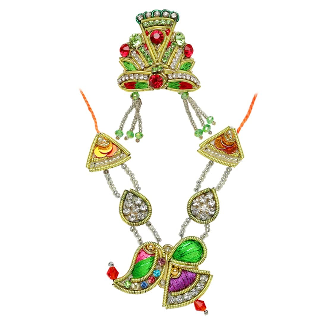 Aditri Creation Mala Mukut Set for Laddu Gopal/Devi Maa/Radha Krishna/Indian God Goddess Haar Sringar Set Deities jewellary Set for All God Idol Statue (Size:- 2, Color :- Multicolor & Golden)