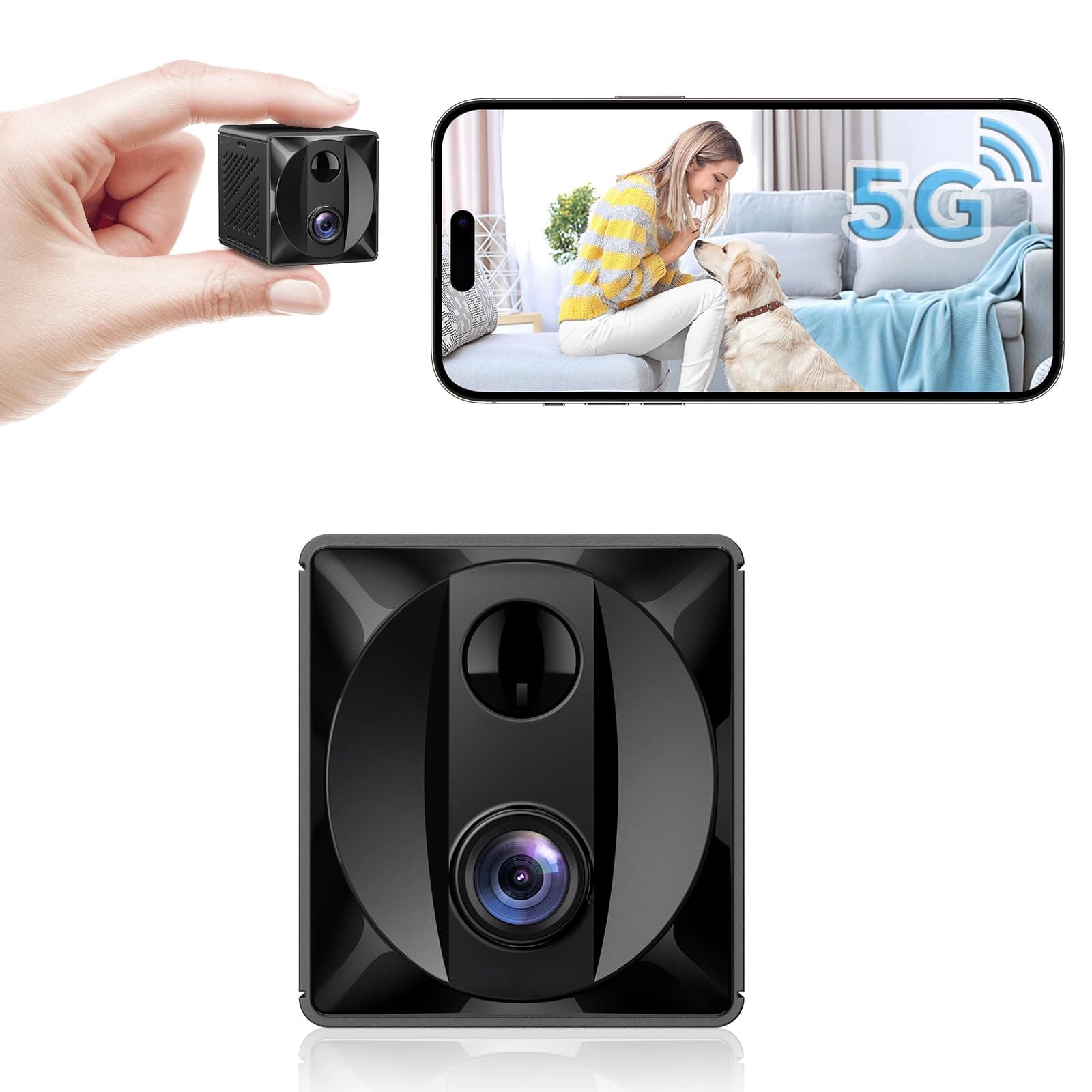 2024 Upgraded Mini Spy Camera Hidden Camera,4K WiFi Wireless Camera, 100 Days Standby Battery Life,AI Motion Detection Alerts,Nanny Cam Security Cam for Indoor,Home,Baby,Pets, Black, hyj001