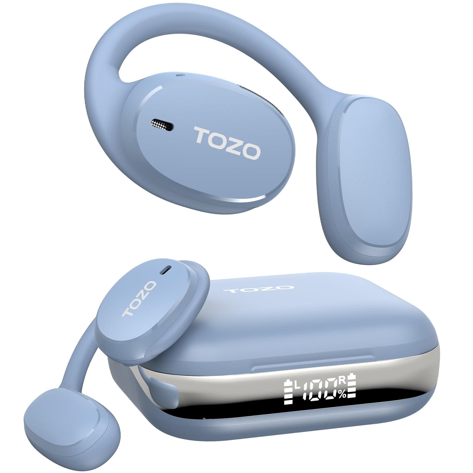 – O2 True Open Ear Wireless Headphones Lightweight with Multi-Angle Adjustment, Bluetooth 5.3 Earbuds with Dual-Axis Design for Long-Lasting Comfort, Crystal-Clear Calls for Driving, Blue