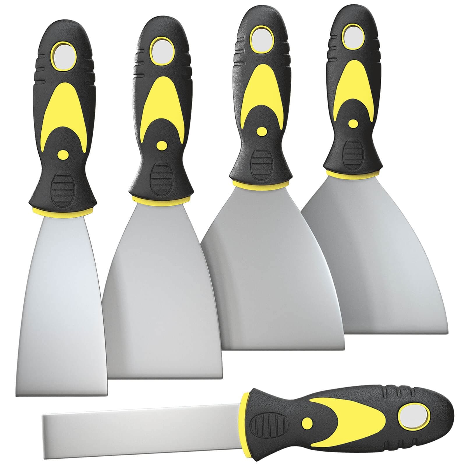 Rerdeim 5Pcs Putty Knife, Set, 1" 2" 3" 4" 5" Scraper, Spackle Knife, Paint Scraper, Scraper Tool, No Rusting, Perfect For Repairing Drywall, Removing Wallpaper, Mud, Plaster Scraping