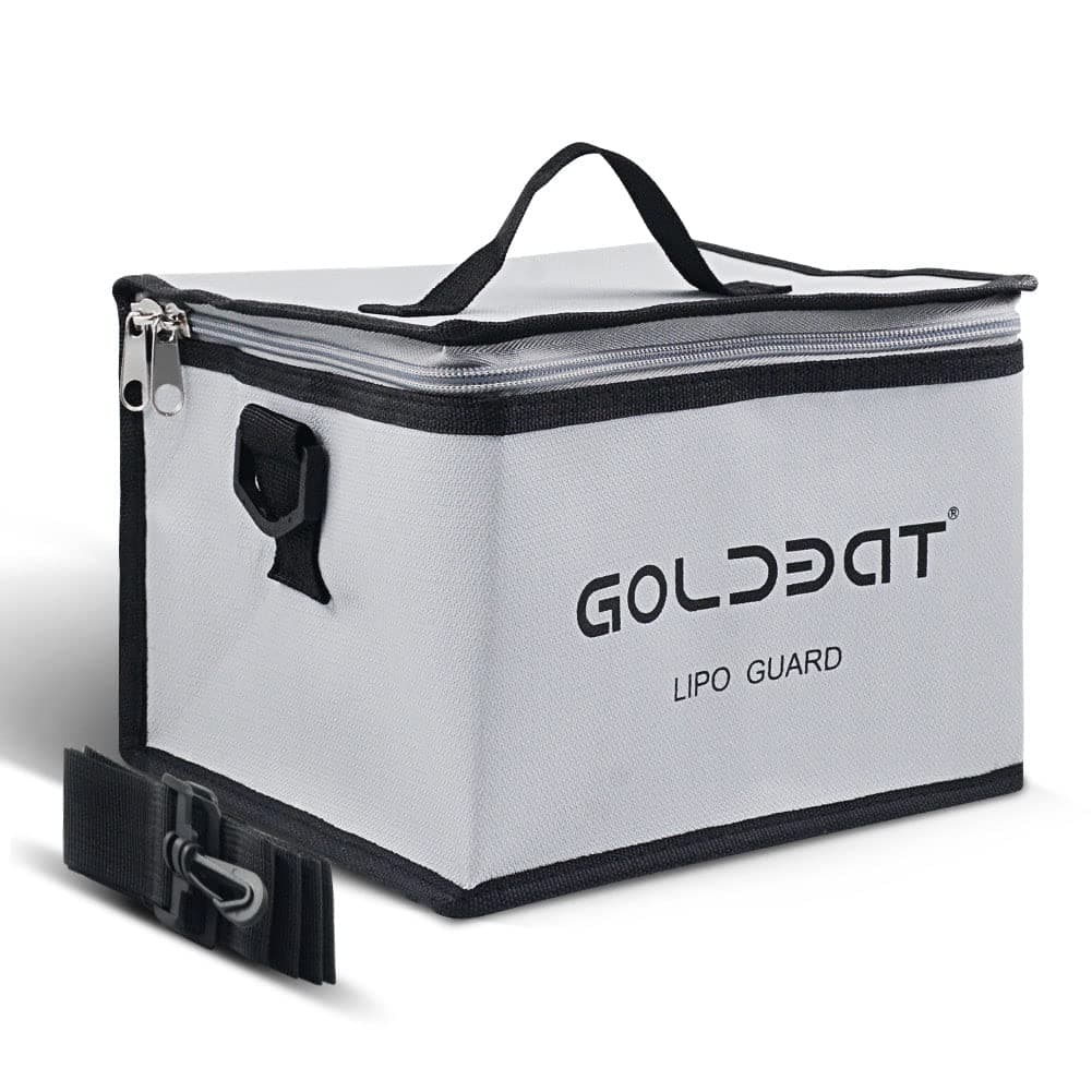 GOLDBAT LiPo Battery Fireproof Explosion Proof Safe Bag Battery Storage and Charging Bag Large Space Highly Sturdy Double Zipper Lipo Battery Guard 1 Pack (22.8x20.4x16.4cm)