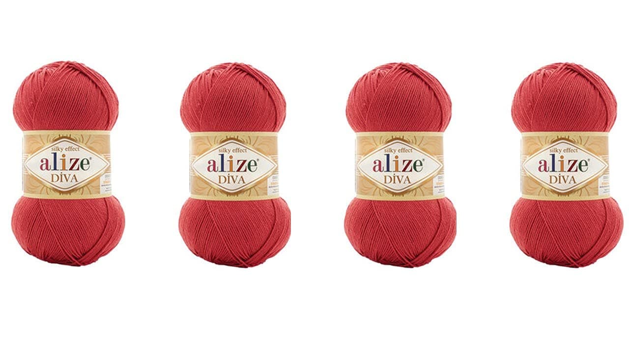 Hand Knitting Yarn 100% Microfiber Acrylic Yarn Alize Diva Silk Effect Thread Crochet Art Lace Craft Lot of 4 skeins 400gr 1532yds (366)