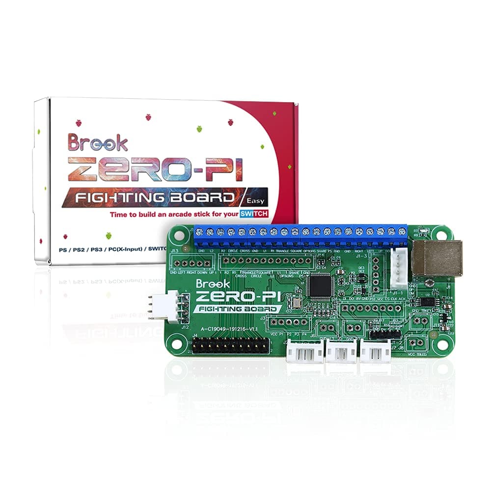 Brook Zero- Pi Fighting Board Easy Version - Compatible with NS/ PS3/ PS2/ PS/PC(X-Input)/ Retro Gaming Emulator to Arcade Stick Screw Terminal Header Included