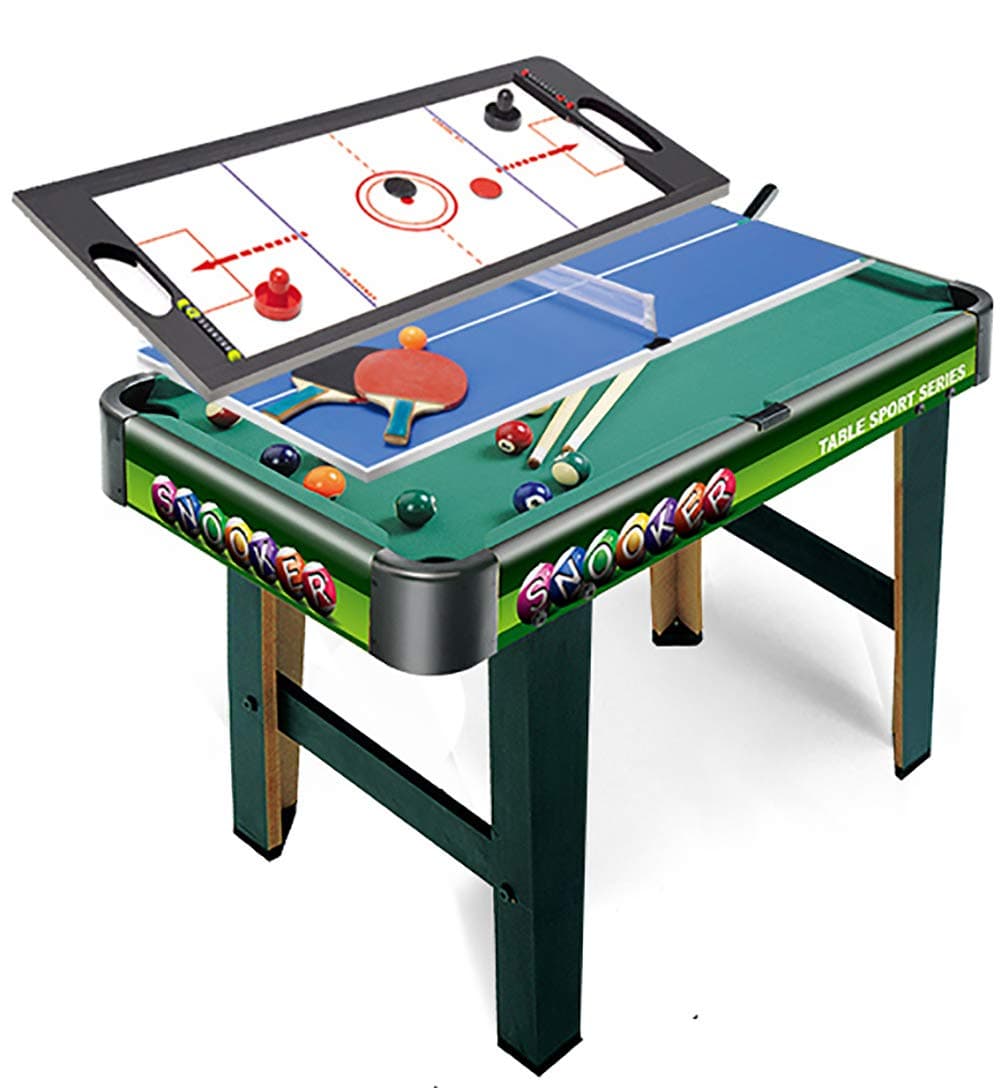 WLDOCA 3 in 1-2.5Ft Green Pool Table + Air Hockey + Tennis Table Tennis, Toys for Kid Children& Family Home Office Playing