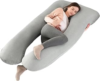 Pregnancy Body Pillow Include Cotton Pillow Cover, Maternity Pillows for Pregnant Women Sleeping Full Sufficient Cotton U Shaped Pillowcase Detachable Washable 70 * 145CM (Blue + Purple, Pillow)