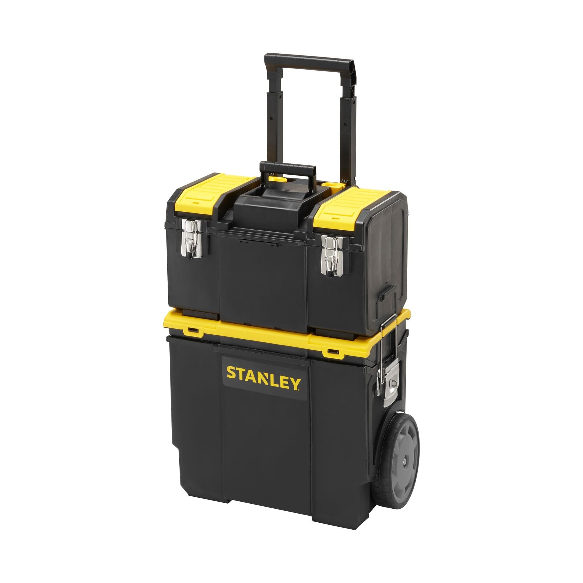 STANLEY 3 in 1 Rolling Work Centre Toolbox with Pull Handle, Detachable Toolbox with Portable Tote Tray, 1-70-326