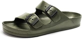 FUNKYMONKEY Men's Comfort Slides Double Buckle Adjustable EVA Flat Sandals