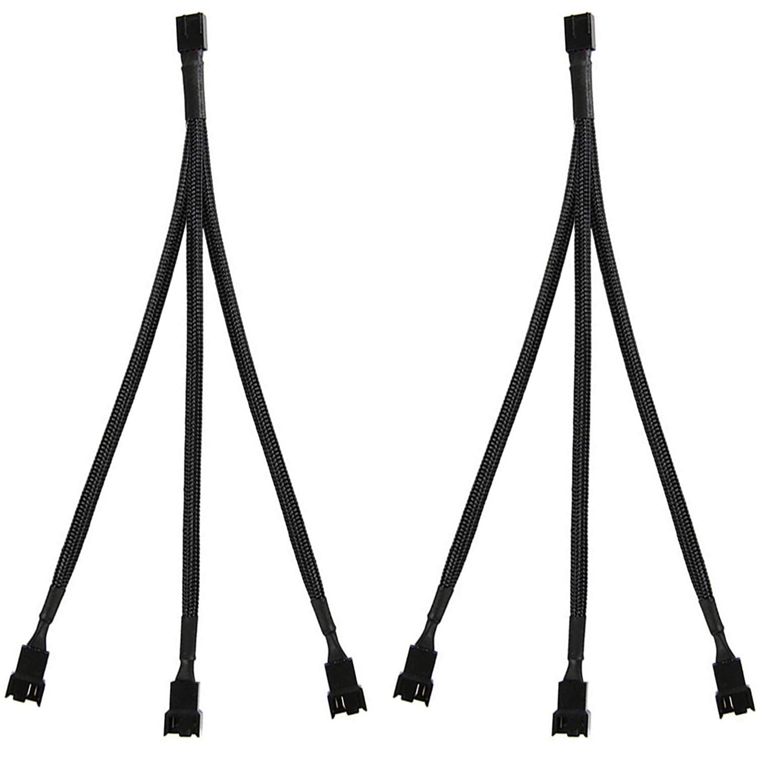 2 Pack 3 Way 4 Pin PWM Fan Splitter Cable, PC Extension Cable Converter for Computer ATX Case 4-Pin/3-Pin Cooling, 10.6" 1 to 3