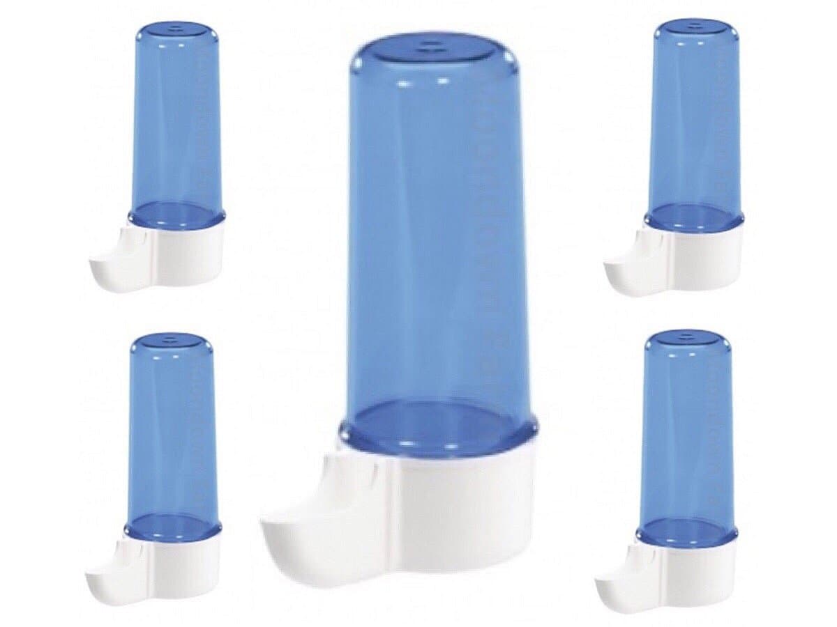 5 x 110cc Blue Anti Algae Drinker Cage Aviary Fronts for Finch, Canary, Budgie, Small Birds