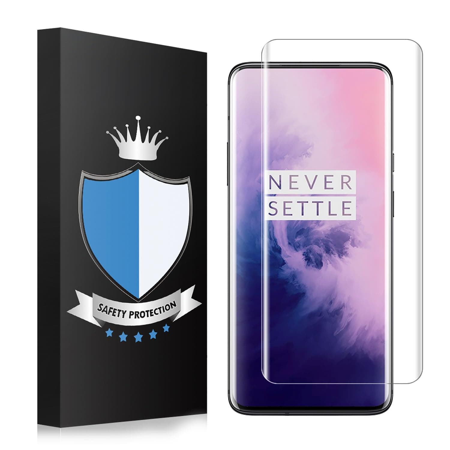 Alinsea Screen Protector for OnePlus 7 Pro/7T Pro Tempered Glass [Full Adhesive] [Fingerprint Sensor Compatible][Lifetime Replacement Warranty][3D Glass] Screen Protector for OnePlus 7 Pro/7T Pro