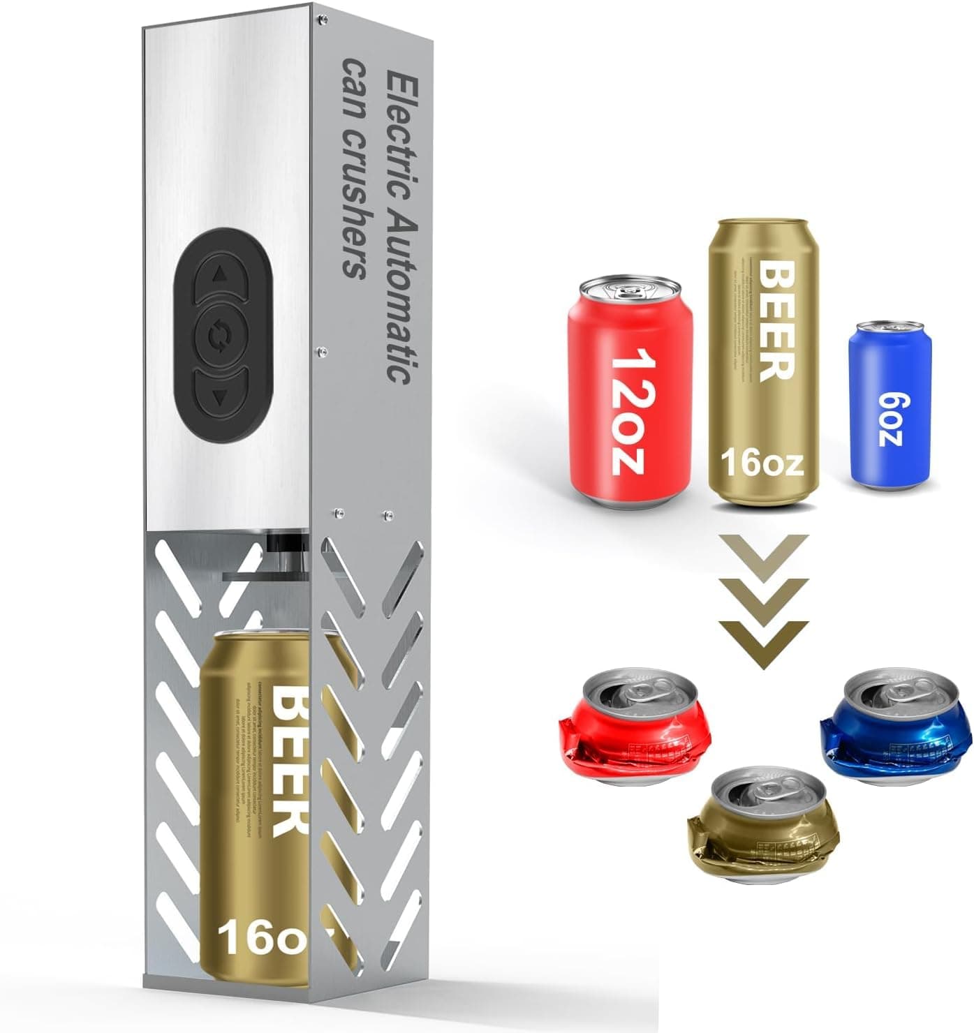 Electric Can Crusher, Automatic Can Crushers for Recycling Wall Mounted, Can Trash Compactor for Recycling 12oz~16oz Cans, Can Crusher for Recycling for Aluminum Seltzer, Soda, Cola, Beer Cans