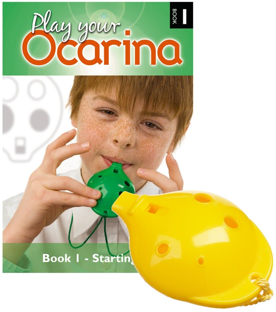 Plastic OCARINA Set, Yellow 6-hole, with Book 1