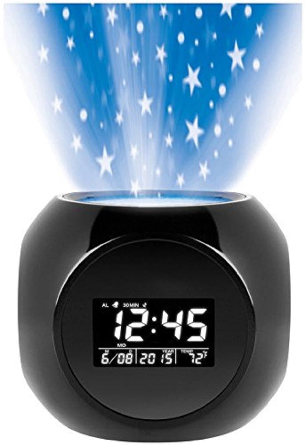 Sharper Image Digital LED Display Multi-Function Star Projection Alarm Clock with Nature Sound Therapy