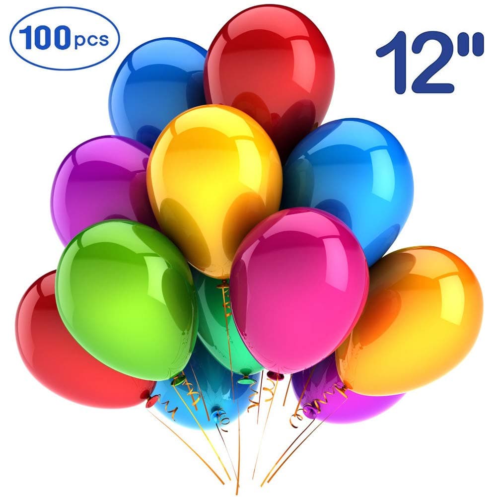 Party Balloons thick balloons 100 Pack 12 Inch Premium Assorted Color Rainbow Set Latex Helium Balloons for Party Birthday Weddings​