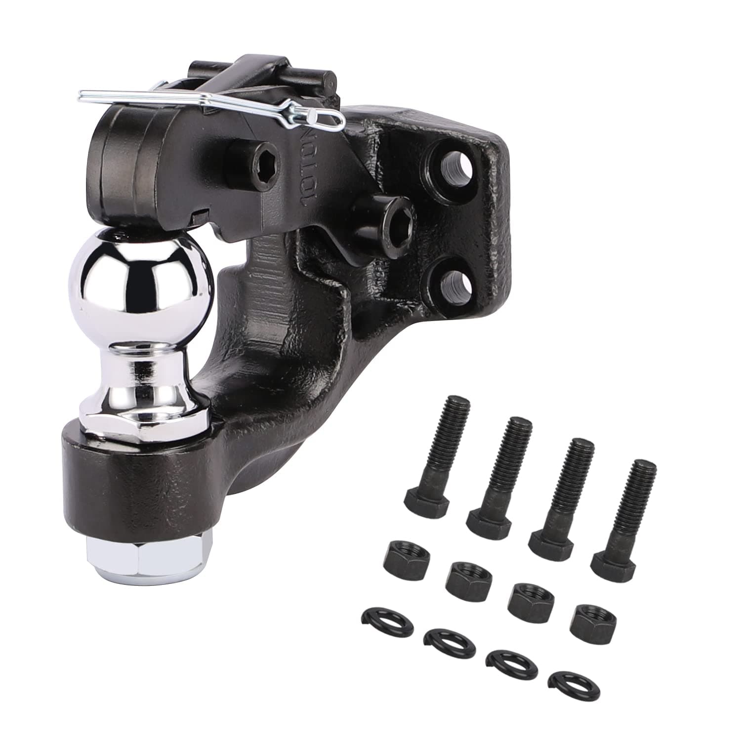 - 10-Ton Pintle Hook Trailer Hitches Receiver Hook Combination 2” Hitch Ball with Mounting Kit, 7000 lbs