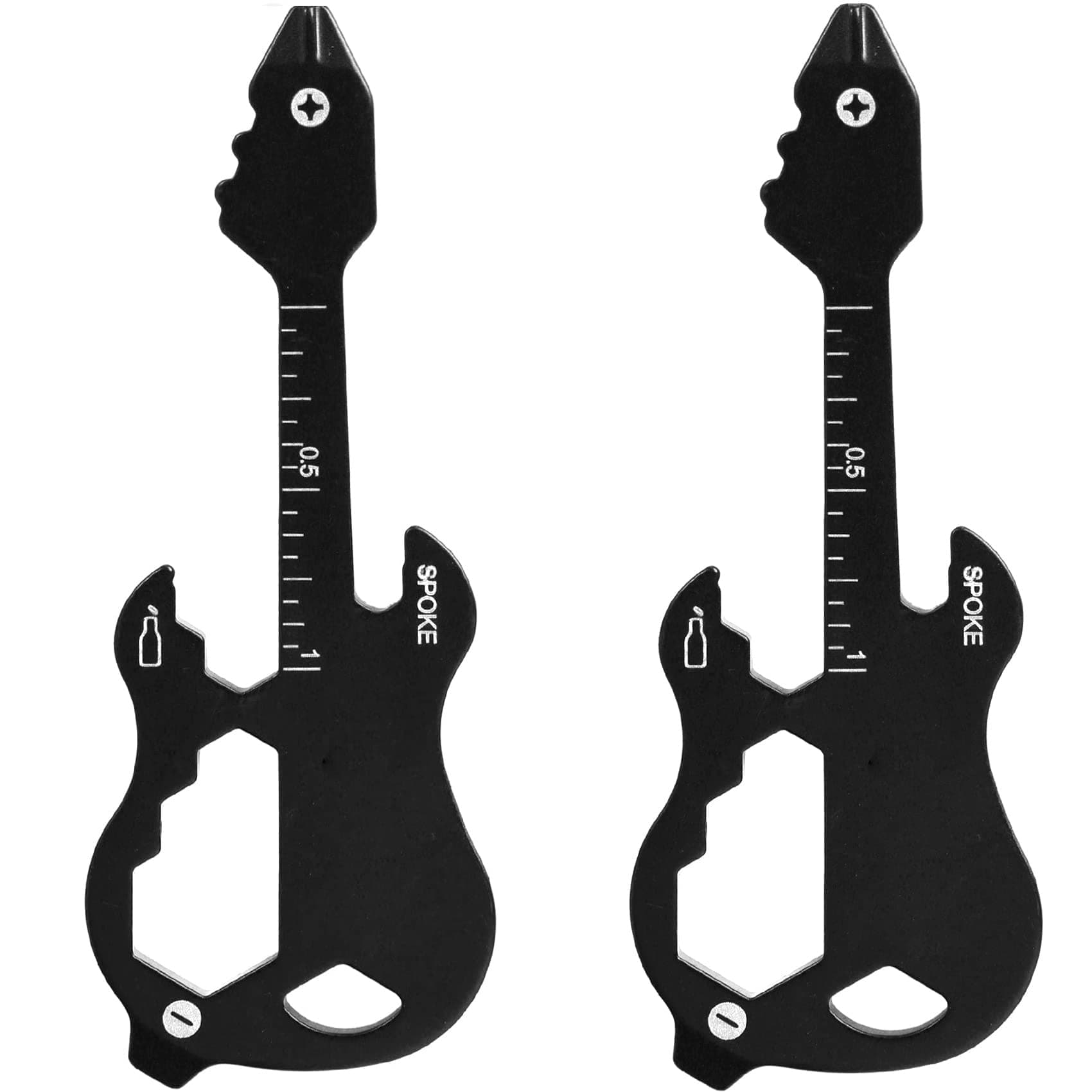 Excefore 2 Pack Small TSA Keychain Multitool,12 in 1 Pocket Stainless Steel EDC Tool Set with Guitar Shaped Design