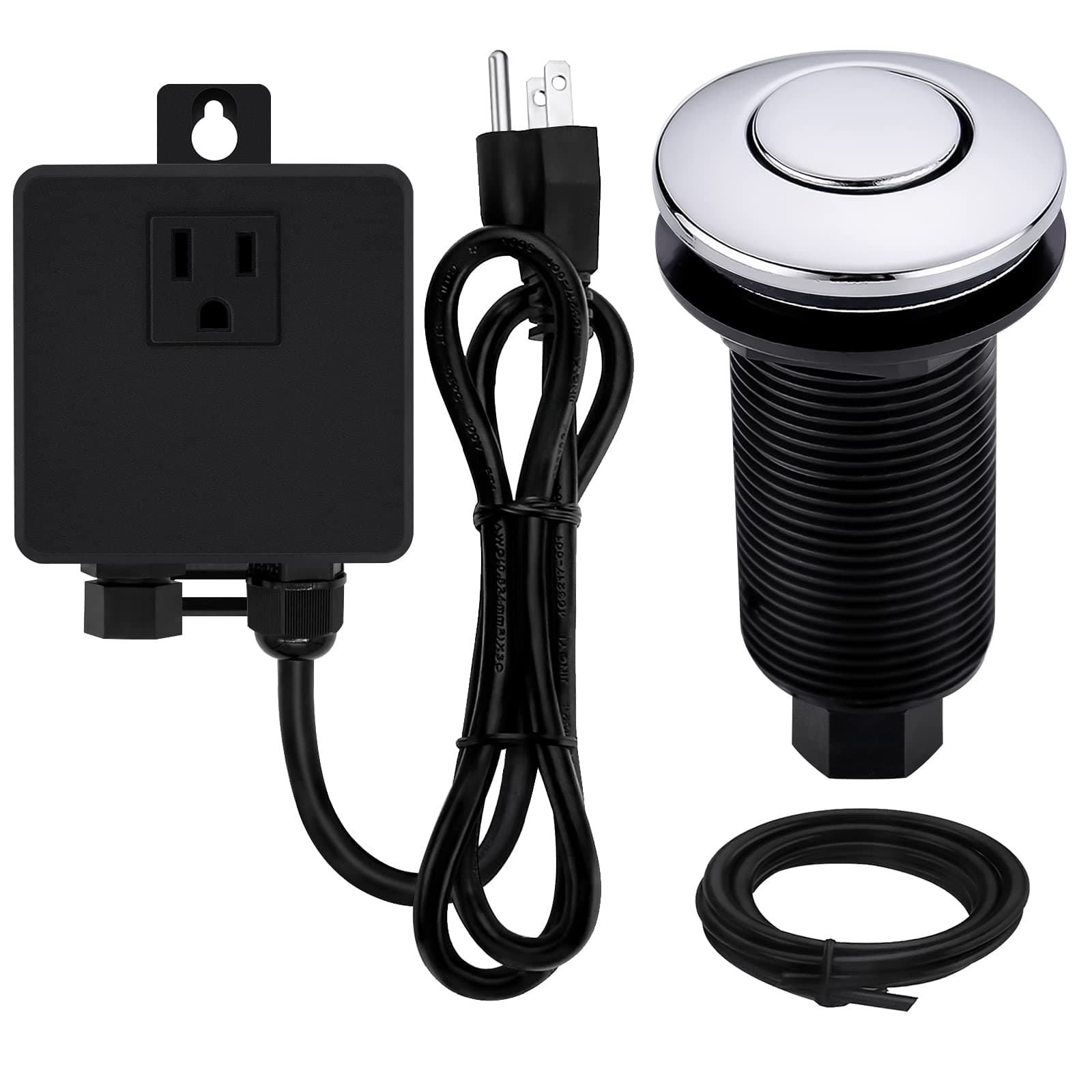 SINKINGDOM ゴミ処理 シンクトップ エアスイッチキット ロングボタン 真鍮製 クロム