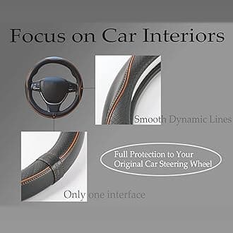 Car Steering Wheel Cover, Anti-Slip, Safety, Soft, Breathable, Heavy Duty, Thick, Full Surround, Sports Style (Gray)