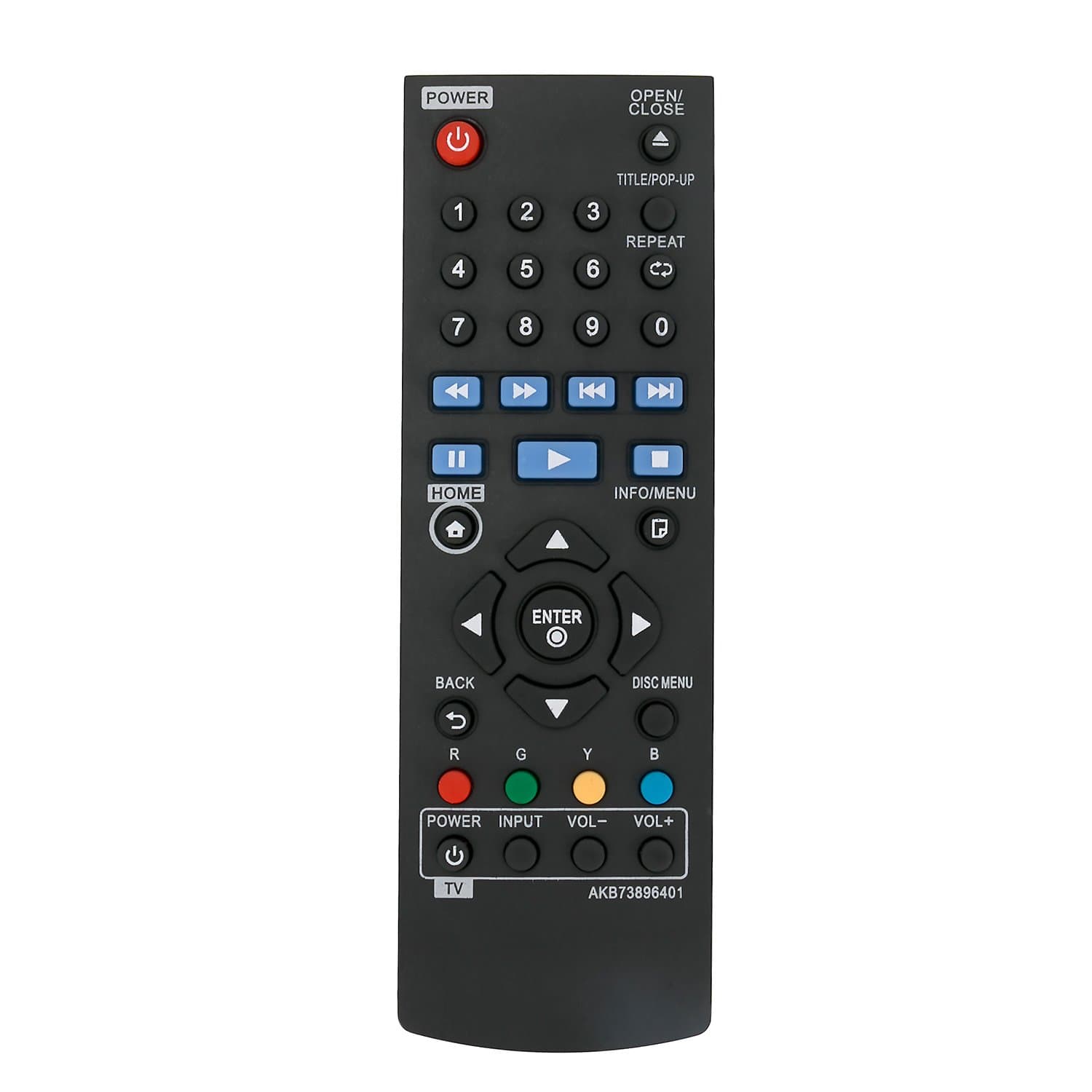 Vinabty New AKB73896401 Replace Remote for LG BLU RAY DISC DVD Player BP135 BP145 BP155 BP175 BP255 BP300 BP335W BP340 BP350 BPM25 BPM35 UP870 UP875 BP550