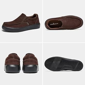 OrthoComfoot Men's Orthopedic Walking Shoes Loafers Slip On: Comfortable Casual Plantar Fasciitis Shoes Black, Outdoor Arch Support Relaxed Fit Shoes for Neuropathy Recovery Size 10