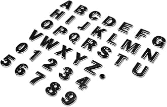 Auto Dynasty Metal Emblem Decal Logo Trim Badge Text Black Letter P - Not a Set