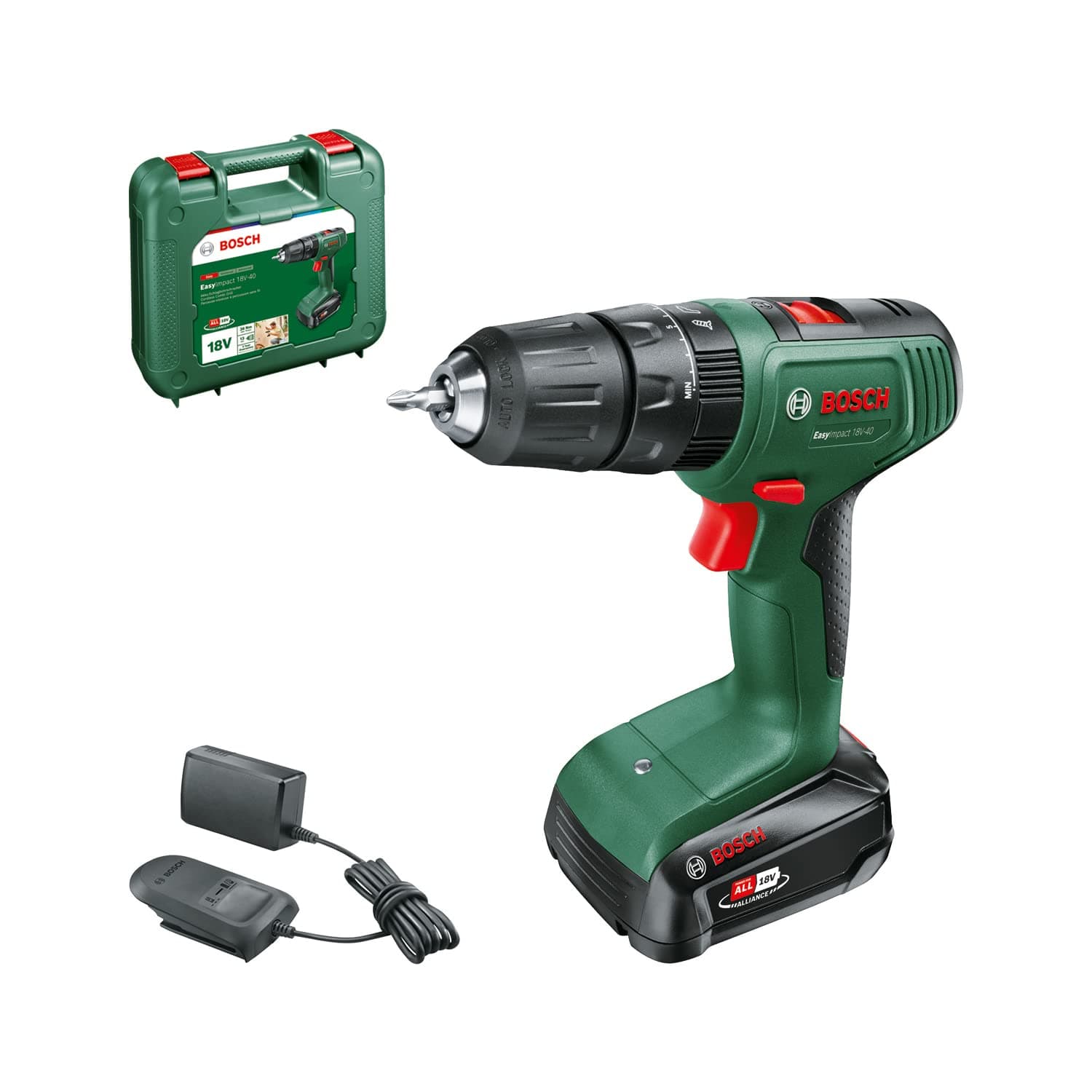 Bosch Cordless Combi Drill EasyImpact 18V-40 (1 battery, 18 Volt System, in carrying case)