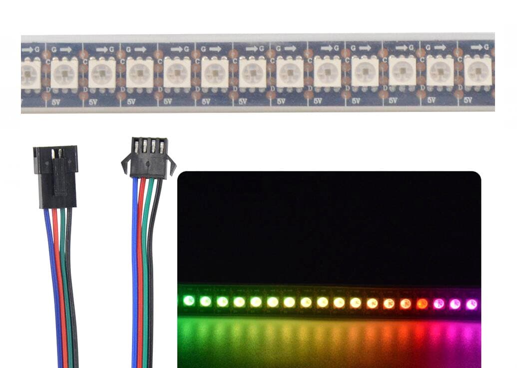 1m APA102 Smart LED Pixel Strip 144 LEDs/Pixels/m Waterproof IP67 DC5V APA102C 5050 RGB LED Strip Light (Black PCB) [Energy Class F]