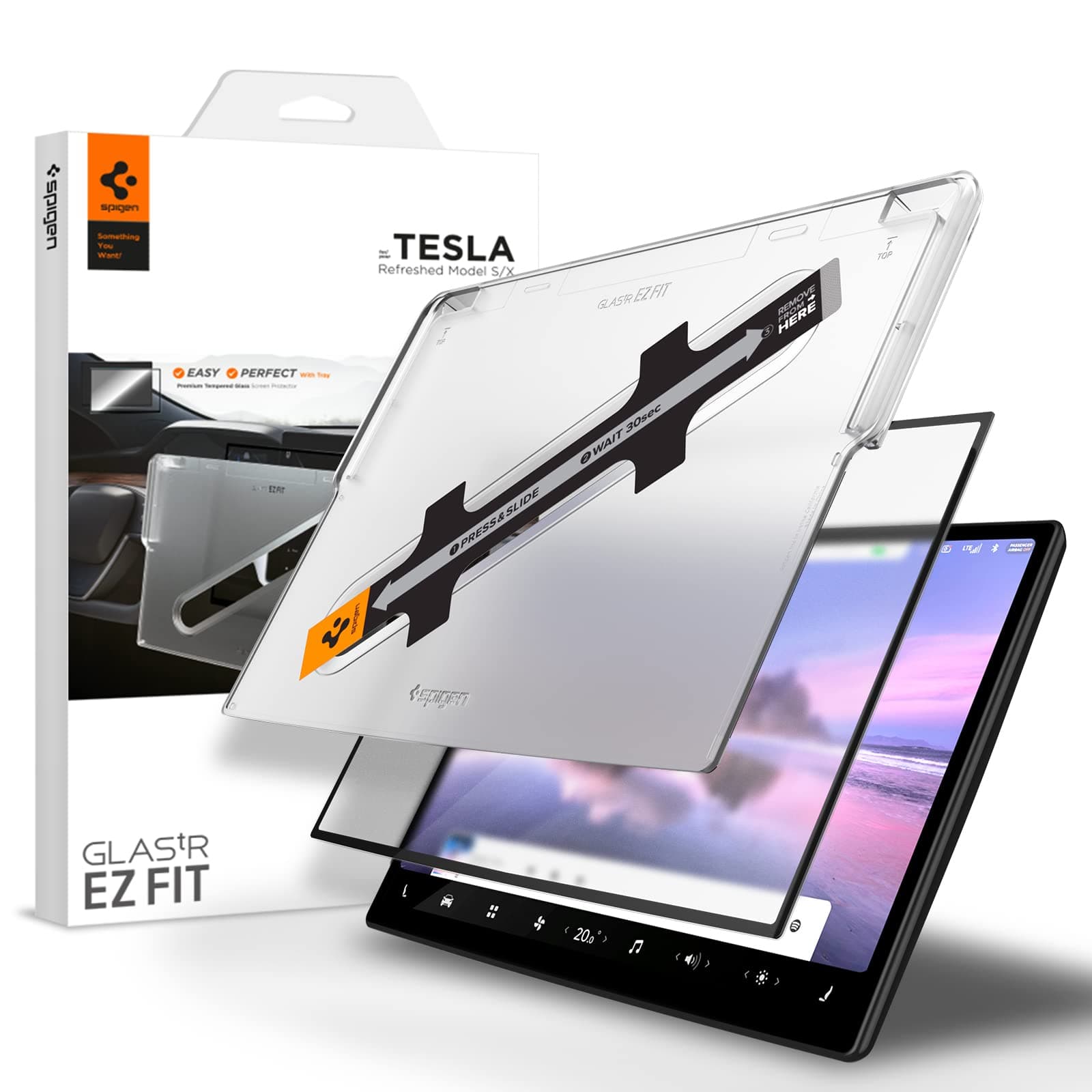 Tempered Glass Screen Protector [GlasTR EZ FIT] Designed for Tesla Model S (2026-2021), Tesla Model X (2026-2022) 17 inch Dashboard Touchscreen - Matte/Anti Fingerprint