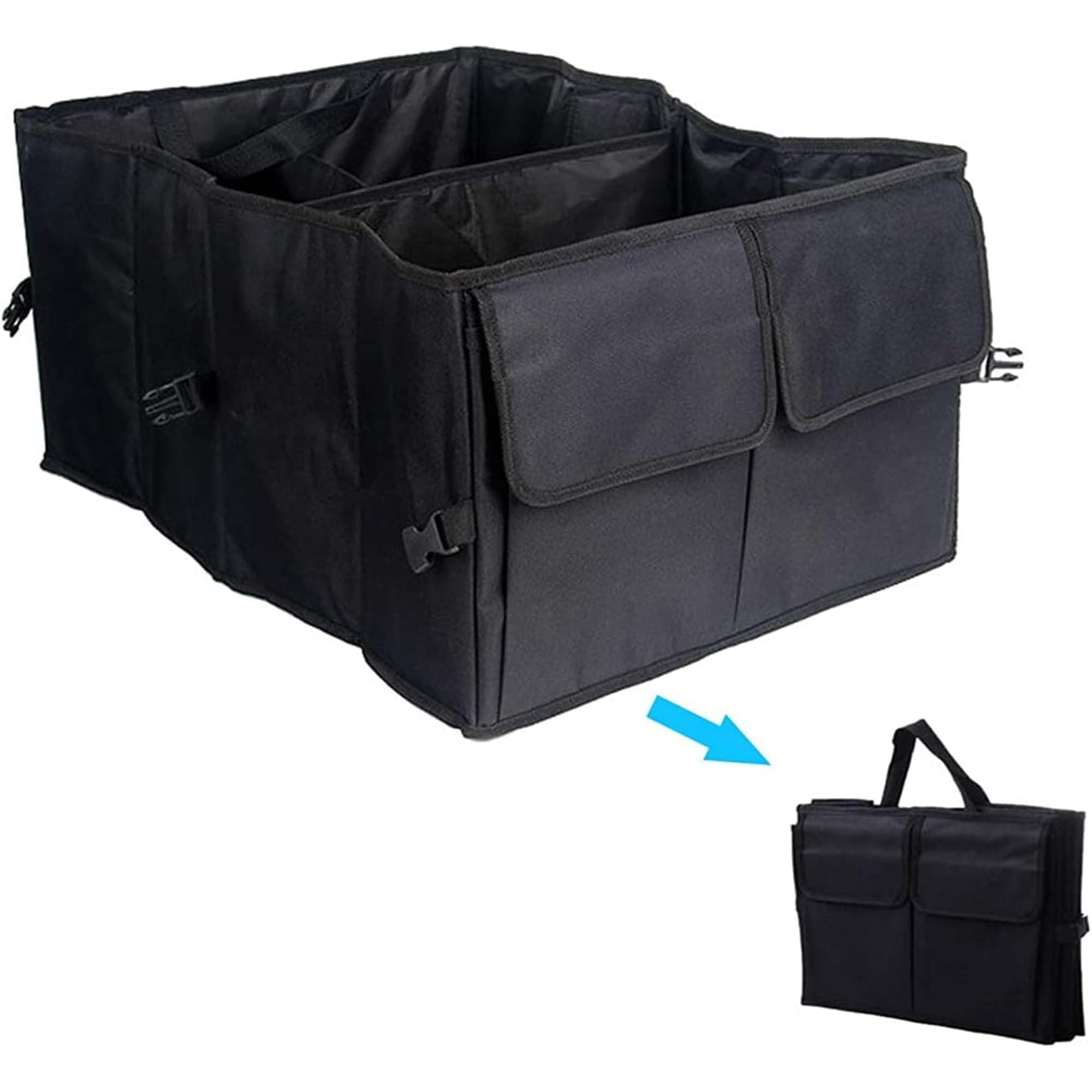 Sulfar Deluxe Trunk Cargo Organizer Heavy Duty Folding Caddy Storage Collapse Bag Bin for Auto Car Truck