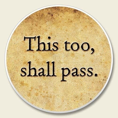Absorbant Stone Car Coaster "THIS TOO SHALL PASS" Set of 2