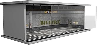 Bivitre 1/64 Scale Die-cast Model Car Display Case with LED Light and Acrylic Cover, Parking Garage Dioramas with 6 Parking Spaces