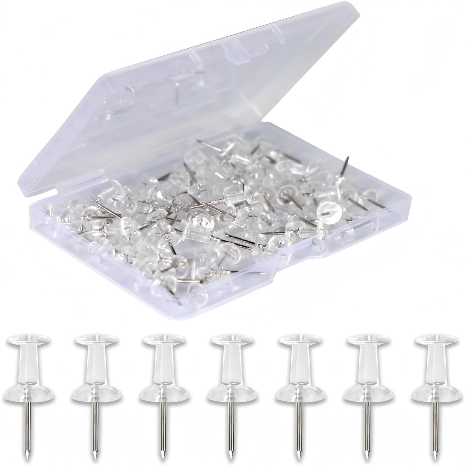 120-Pack Push Pins for Bulletin Board, Thumb Tacks with Clear Plastic Tip and Steel Tip, Portable and Durable Wall Tacks Suitable for Cork Board, Office and Daily Life