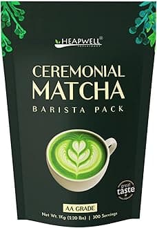 Heapwell Matcha Ceremonial AA-Grade -1 kg | Big Barista Edition Pack | Authentic Japanese Green Tea Matcha Powder | Perfect for Cafe, Bakery, Restaurant | Contains L-Theanine & Antioxidants
