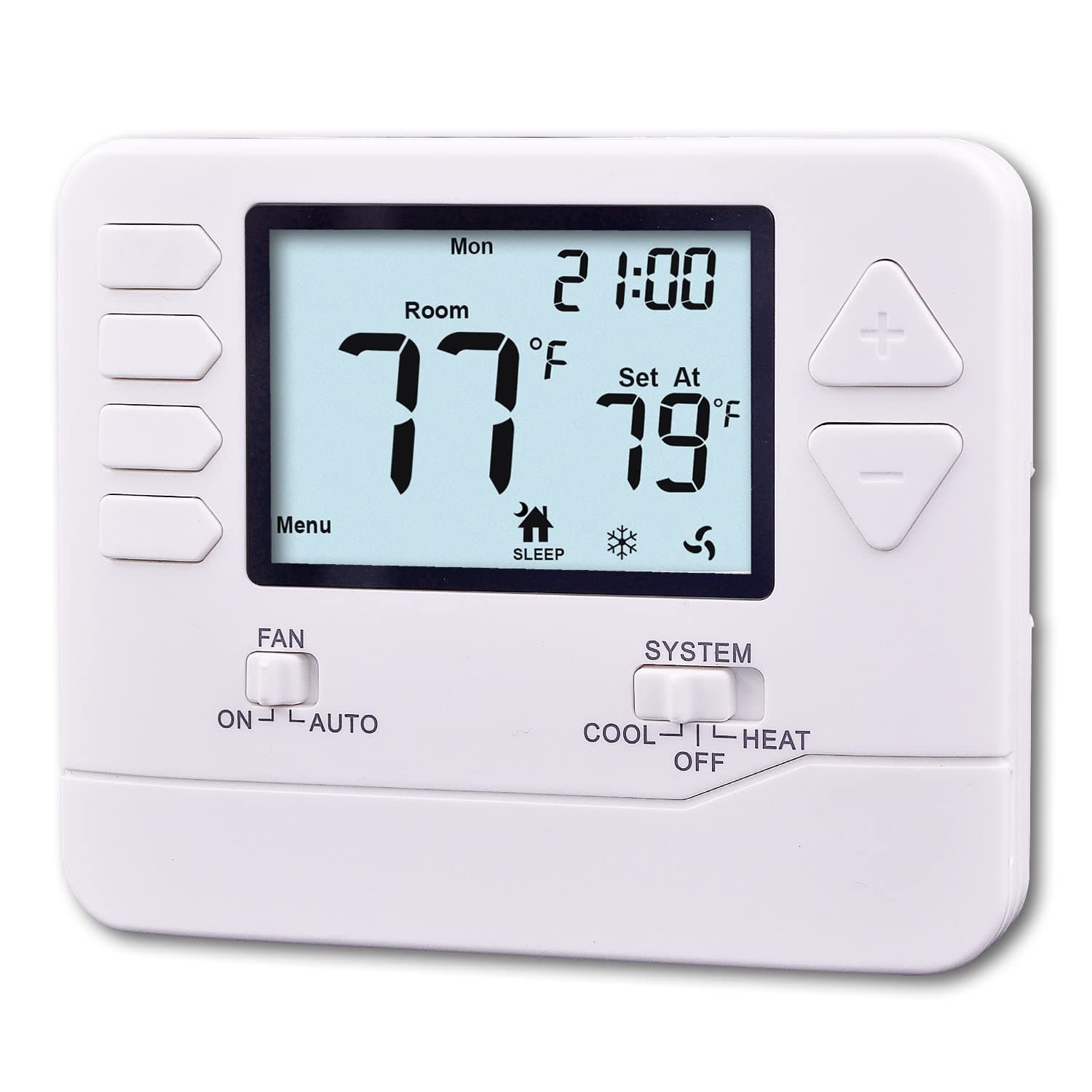 Heagstat 5-1-1 Day Programmable Thermostat for Home Conventional Single-Stage Systems, up to 1 Heat/ 1 Cool, (with White Backlight)