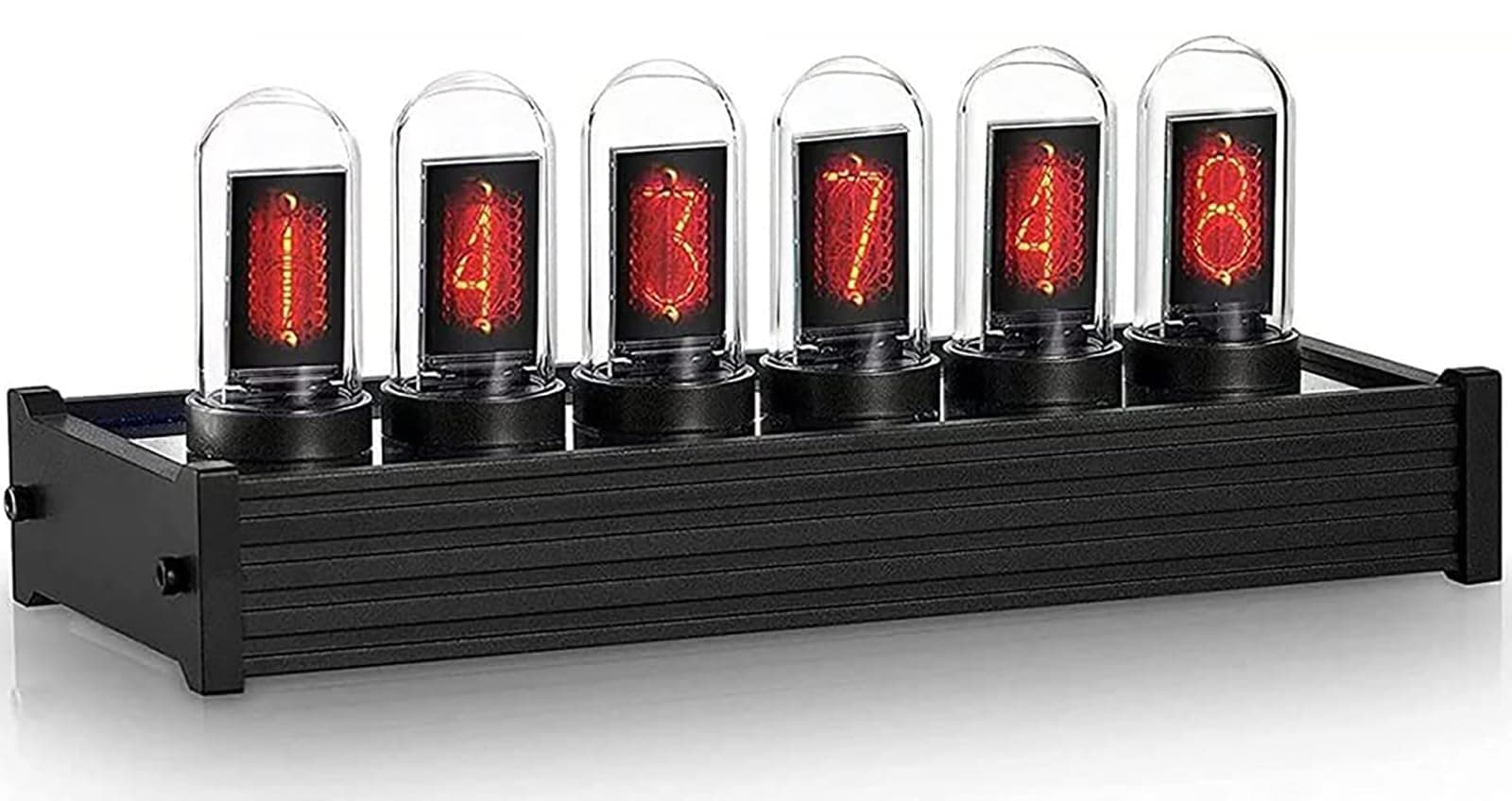 HTONVK Tube Clock, 6 Bit IPS LCD Screen Digital Time Photo Display, DIY Retro Smart Desktop Decoration, 12 and 24 Hours Display, Best Creative Gift Adults Boys