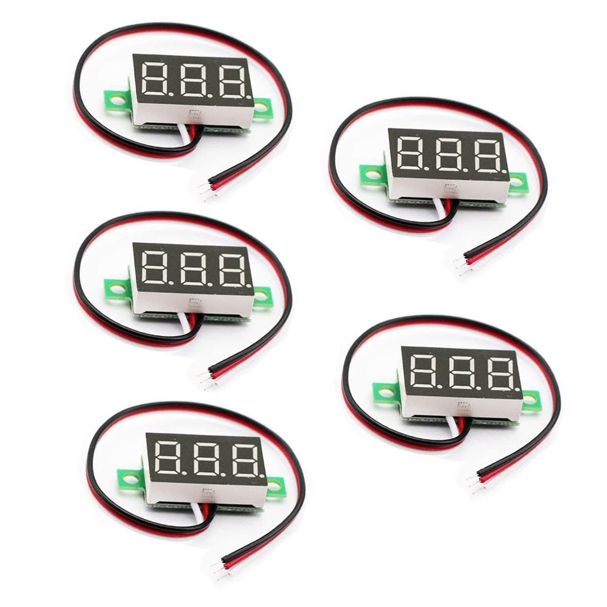 5pcs Voltage Meter 3 Wire 0.36" DC 0~30V Digital Voltmeter Gauge Tester Red LED Display Panel Mount Car Motorcycle Battery Monitor Led Voltage Display