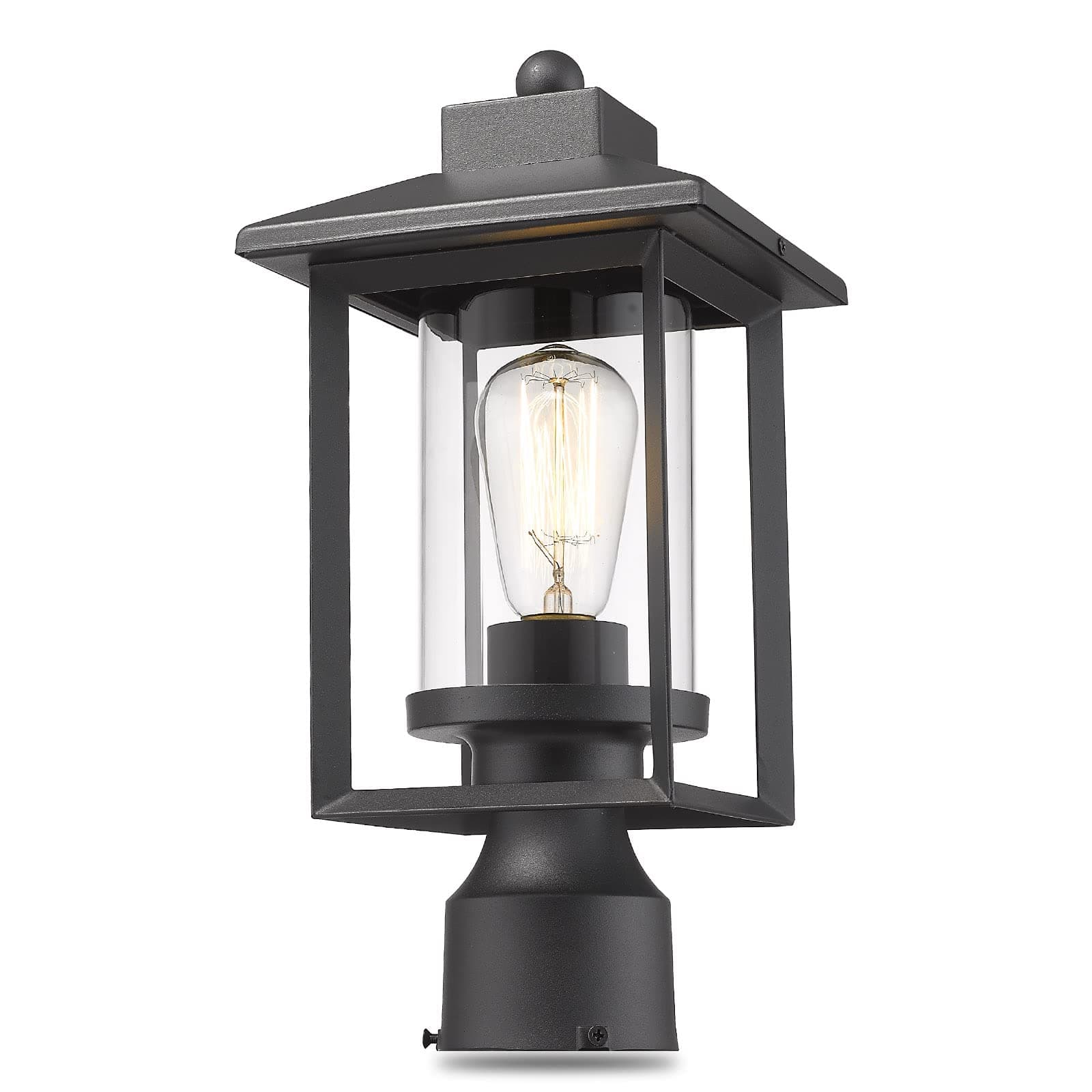 Outdoor Post Light, Exterior Post Lantern Lamps, Pathway Post Lighting Fixture, Post Lights Fixture in Black Finish with Clear Glass Shade for Garden, Backyard, Patio, Lawn, Driveway