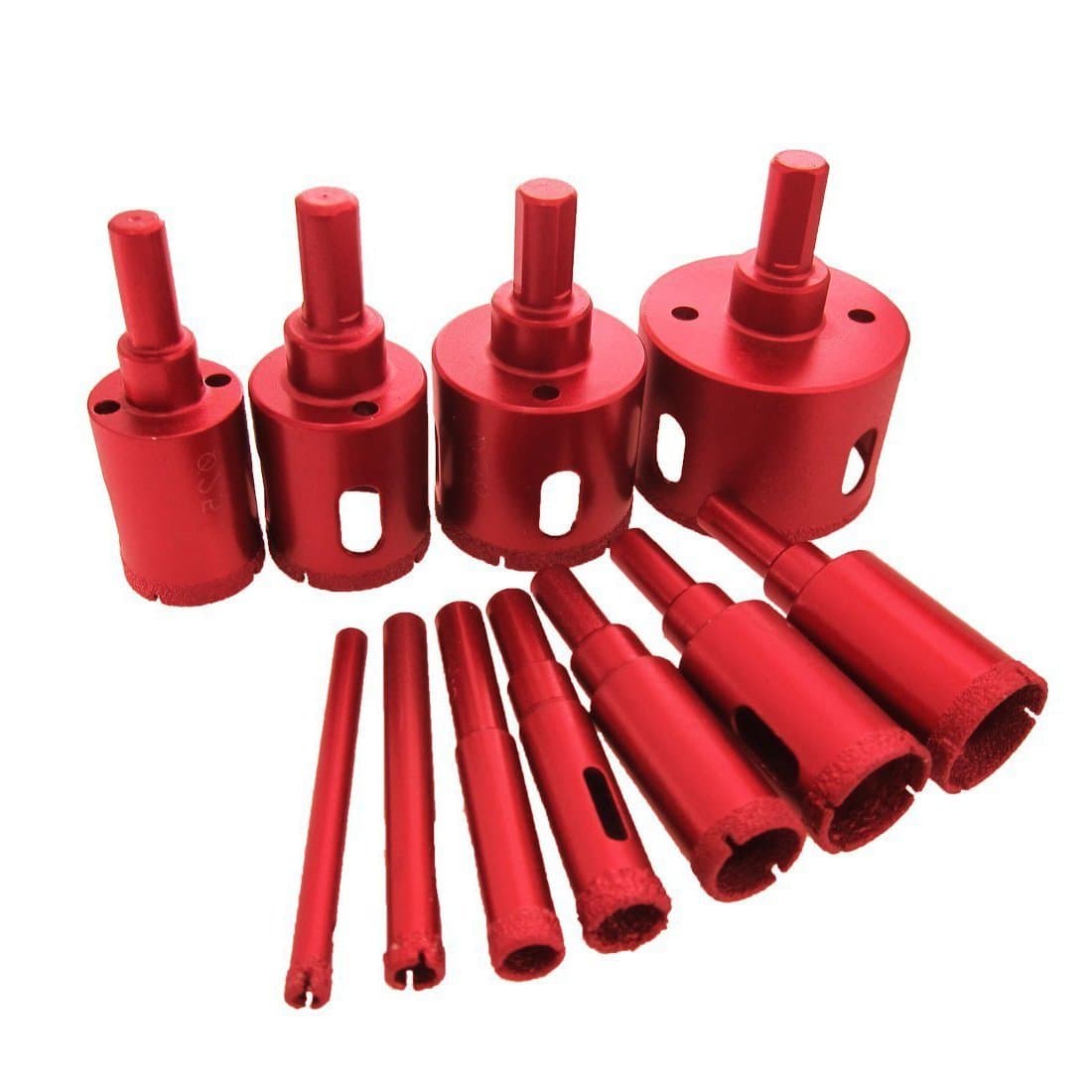 11Pcs 6-50mm Diamond Coated Drill Bit Set Marble Granite Ceramic Tile Glass Hollow Core Drill Bits Diamond Hole Saw Drill Bits Drilling Power Extractor Remover Tools Drill Cutter Hole Saw Cutter Tool