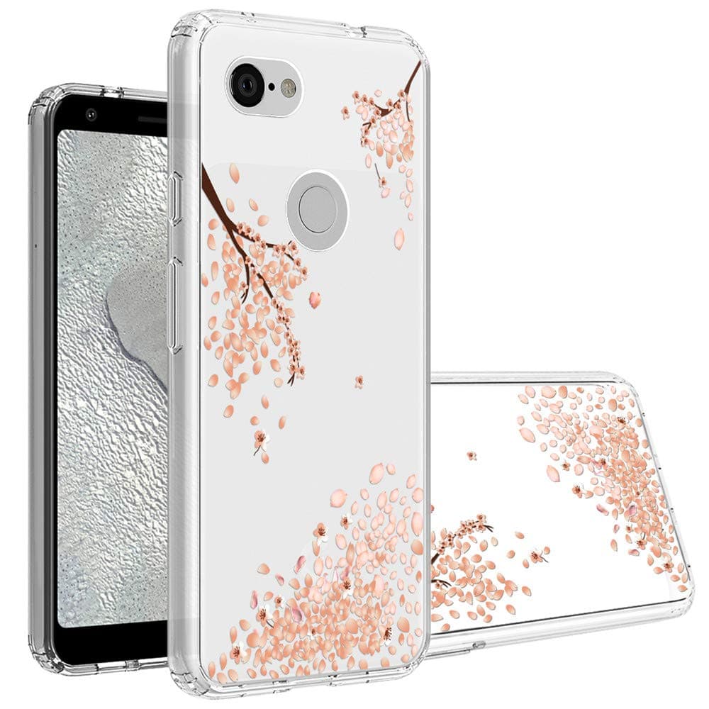 Google Pixel 3a Case, Topnow Clear Design Plastic Hard Back Case with TPU Bumper Protective Case Cover for Google Pixel 3a -Falling Plum