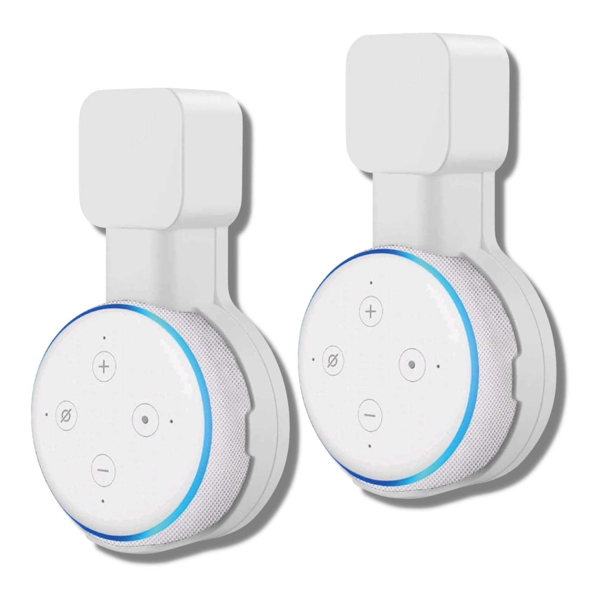 2X Smart Home Speaker Wall Mount for Dot 3rd Generation & Google Mini, Mount Stand with Built-in Cable Management, for Kitchen, Bathroom, Bedroom, No Screws (2 Pack, White)