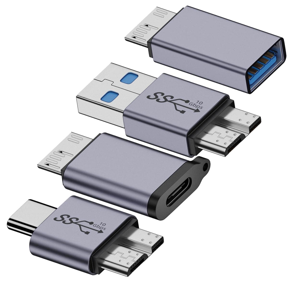 Micro USB B to USB A/C Male Adapter,USB 3.0 Micro B to USB A/C Female Adapter Cable Converter Connector