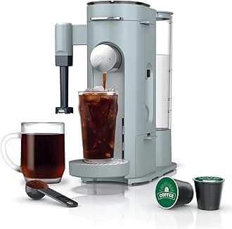 Ninja Pods & Grounds Specialty Single-Serve Coffee Maker, K-Cup Pod Compatible, Built-In Milk Frother, 6-oz. Cup to 24-oz. Travel Mug Sizes, Iced Coffee Maker, Glacier Blue, PB051GB