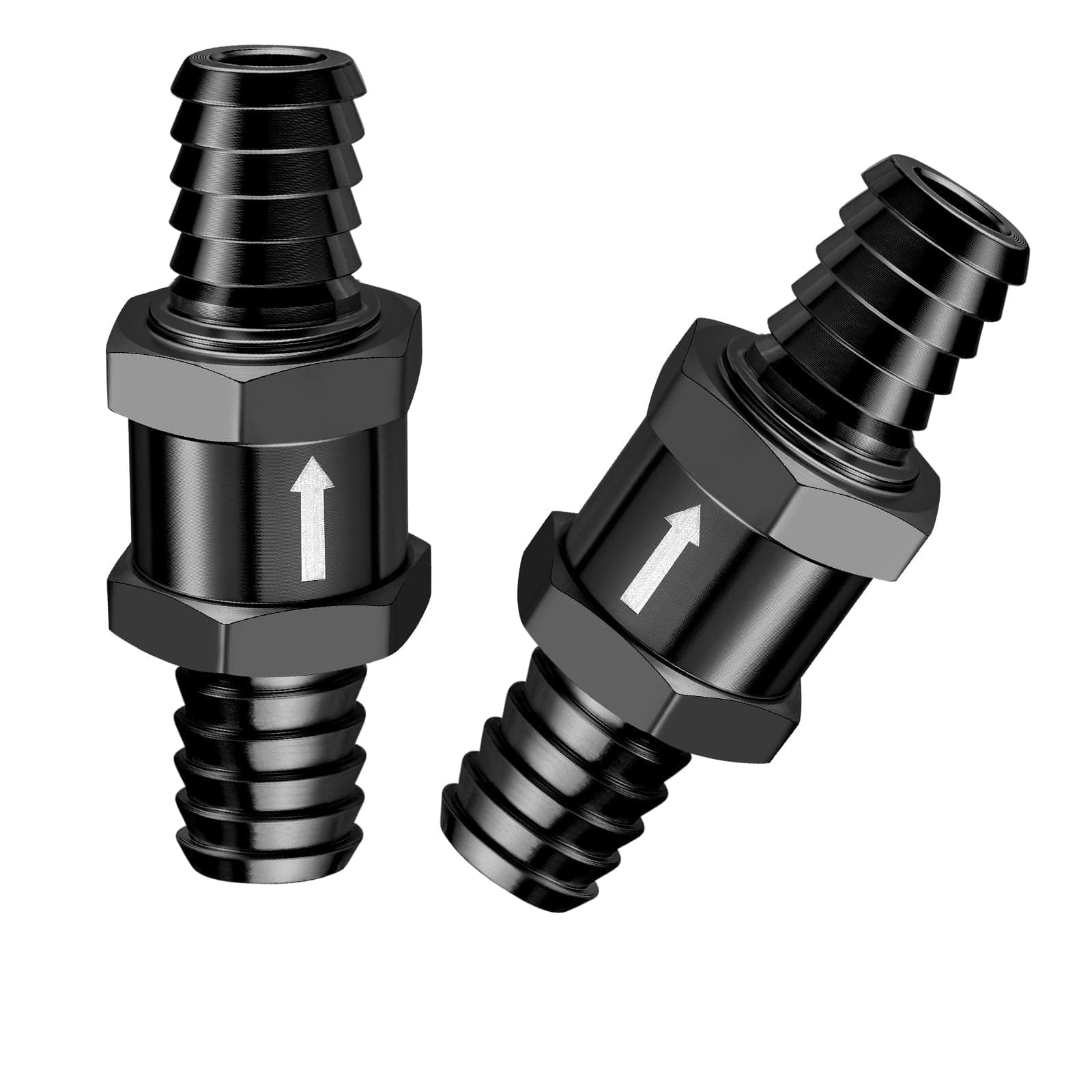 EVIL ENERGY 1/2" Fuel Check Valve One Way Inline Non Return Diesel Gasoline Black (12mm OD,2PCS)