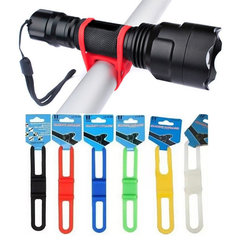 Bike Front Light Holder Bicycle Handlebar Silicone Strap Flashlight Phone Fixing Elastic Tie Rope Band Torch Bandages, 6 Pcs