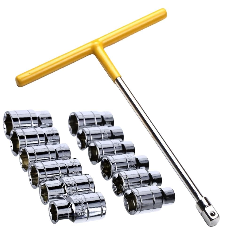 MLD 13 pcs Socket Wrench Kit 1Pcs T Handle Socket Driver 12Pcs Socket Mechanic Tools Metric Socket DPKS-2012 (Material Plastic and Steel,Multicolor)