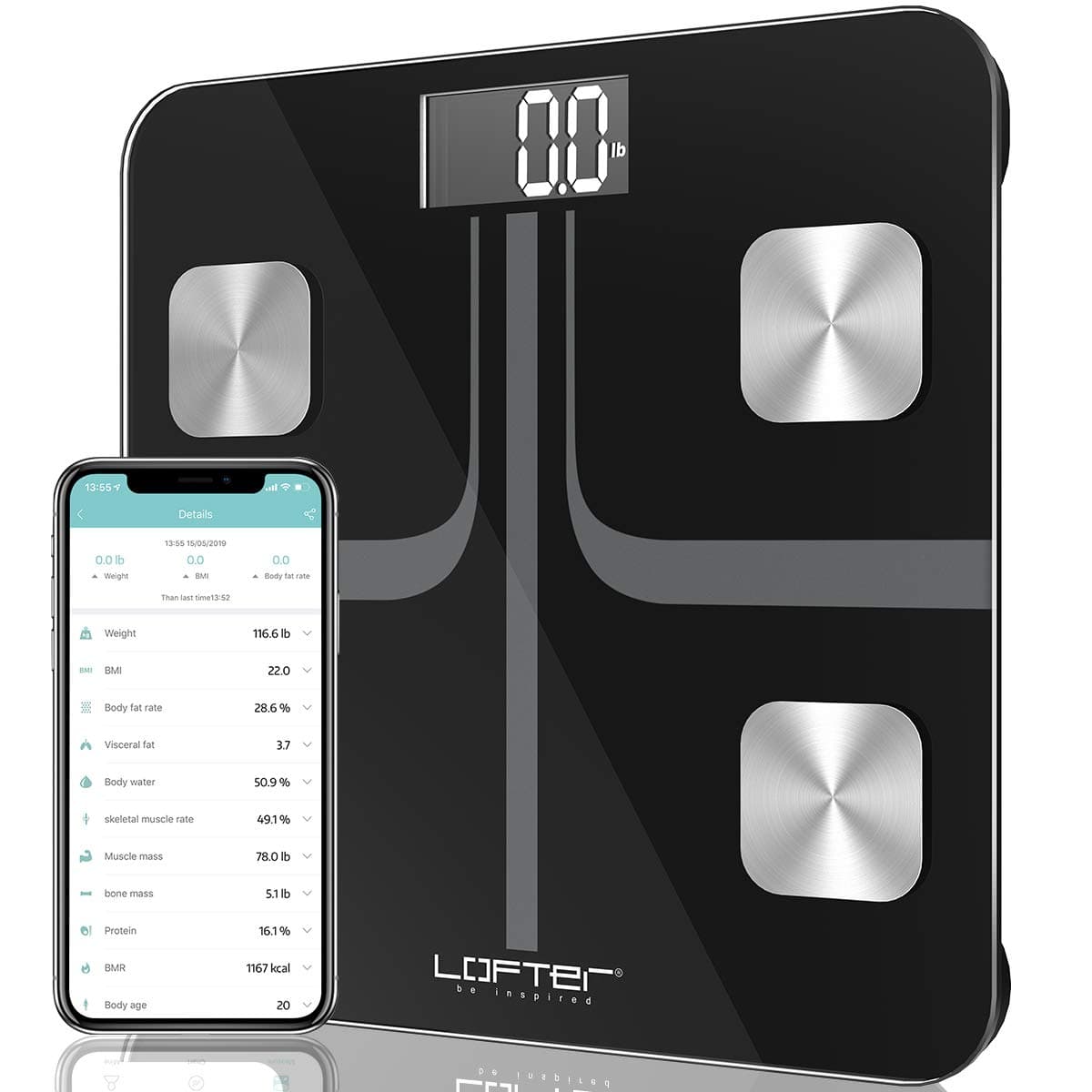 Bluetooth Body Fat Scale, LOFTER Smart Digital Weight Scale1
