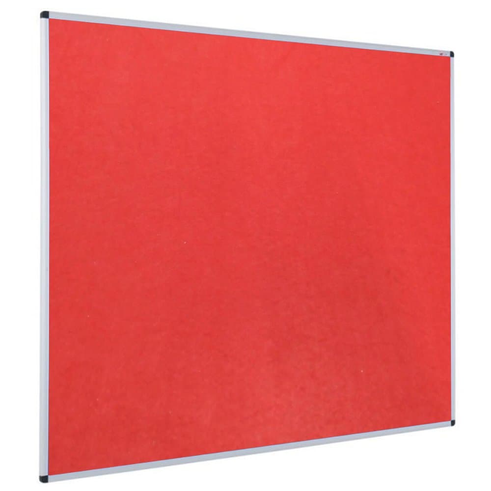 VIZ-PRO Notice Board Felt Red, Silver Aluminium Frame, 90 X 60 cm
