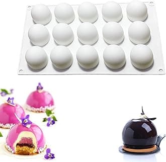 OCPO Kitchen Truffle Silicone Baking & Candy Mold - Chocolate & Ice Cream Mold, Non-Stick & Easy Release, Mini Truffle Ball Shape (15-Cavity)